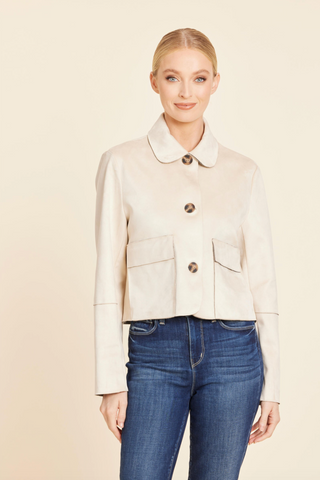 Faux Suede 2 Pocket Jacket in Beige