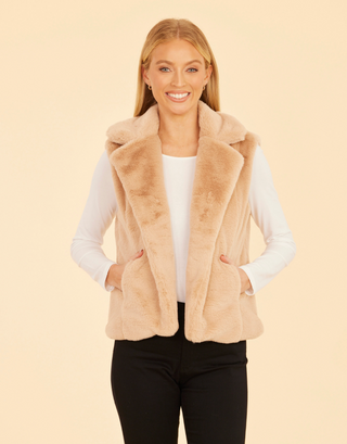 Plush Faux Fur Vest - Champagne