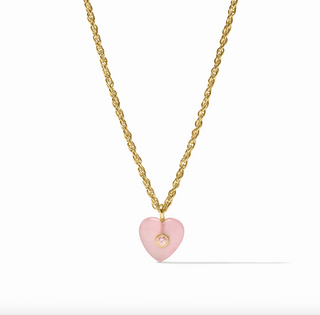 Heart Delicate Necklace in Pink Quartz