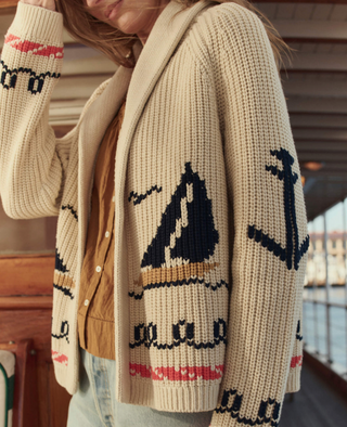 The Sailboat Lodge Cardigan in Cream