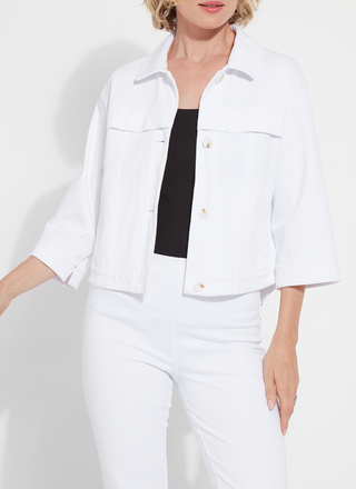 Remi 3/4 Sleeve Denim Jacket in White