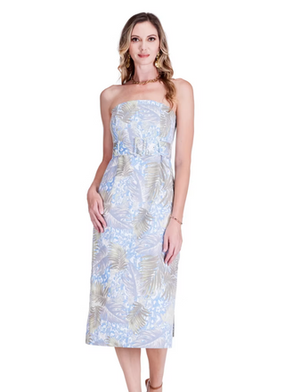 Desert Palm Midi Strapless Dress