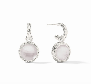 Fleur-de-Lis Hoop & Charm Earring - Silver Iridescent