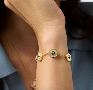 Colette Circle Delicate Bracelet in Chalcedony Blue