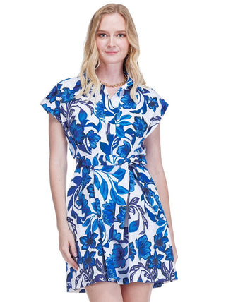 Fit and Darts Dress in Azure Petals