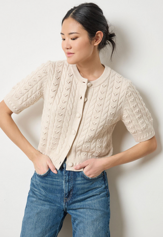 Short Sleeve Cardi Sweater - Oat