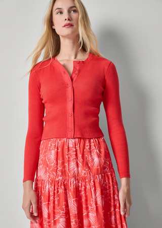 Mixed Media Cardi in Zinnia