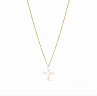 Gumdrop Cross Delicate Necklace - Pearl