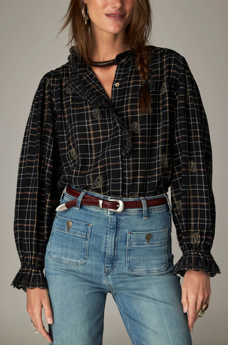 Vesoul Coco Blouse in Noir Plaid