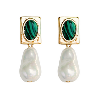 Malachite and Pearl Drop