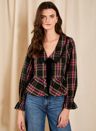 Yule Holiday Plaid Top