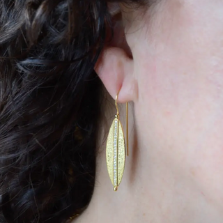 Gold Leaf Earrings W/ Cubic Zirconia