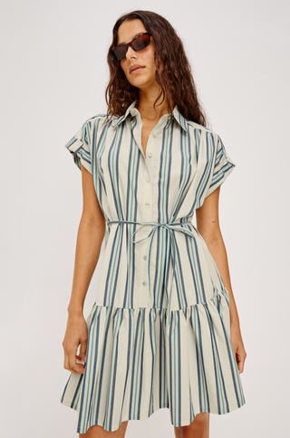 Evaline Dress in Marsala Stripe