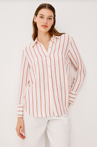 Knox Shirt in Scarlet Ivory Stripe