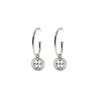 Medallion Small Hoop Earrings - Sterling Silver