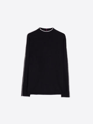 Sweater W/ Seam Detail - Black, Ecru and Pink