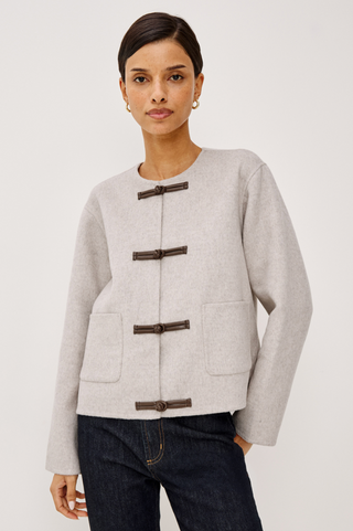 Deidre Coat in Heather Oat