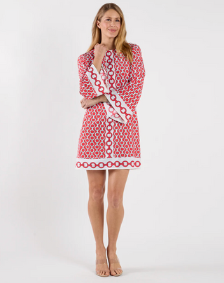 Renata Dress in Chains Coral Combo