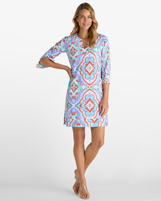 Megan Dress in Fez Tile Aqua