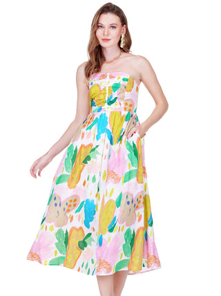 Gathers Tube Dress in Garden Art