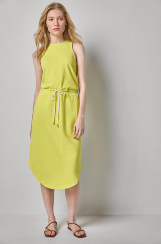 Textured Terry Shirttail Midi Dress in Limeade