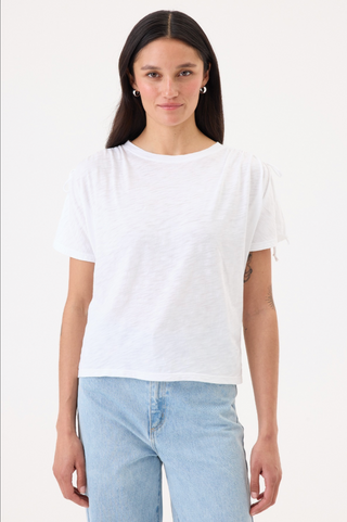 S/S Shoulder Detail Tee in White