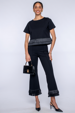 Jojo Pant in Solid Black w/ Fringe